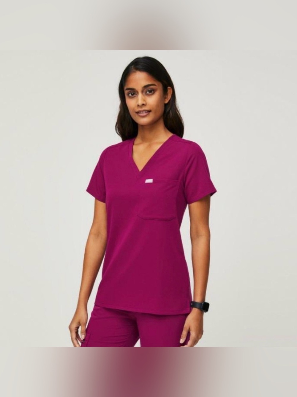 Figs Dark Magenta Catarina scrub top S